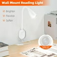 thumbnail image 2 of Wall-Mounted LED Bedside Reading Light with USB Charging Port, 10-Level Dimmable & Adjustable 5 Color, Plug-in Adhesive Night Lamp for Books in Bed, Eye-Caring Bedroom Lighting (White), 2 of 4