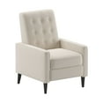 thumbnail image 2 of BizChair Mid-Century Modern Fabric Upholstered Button Tufted Pushback Recliner in Cream for Residential & Commercial Use, 2 of 12