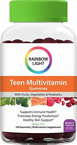 Rainbow Light Teen Gummy Multivitamin, Supports Immune Health and Promotes Energy Production With Vitamins B, C and D, Blueberry Flavor, 120 Gummies