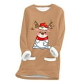 thumbnail image 1 of WEAIXIMIUNG Chandails en Molleton Courts pour Femmes Grande Taille Pull Thermique à Manches Longues Col Rond avec Poche, 1 of 5
