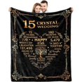 thumbnail image 1 of LHSHID Personalized Wedding Anniversary Blanket 15th Anniversary Blanket 15 Years Anniversary Crystal Wedding Gifts for Couple Parents 15th Wedding for Wife Her Husband Him 60"x80", 1 of 8