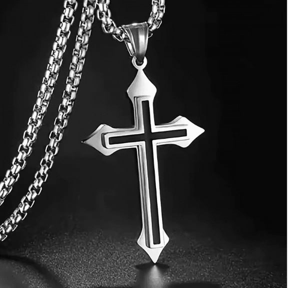 Simple Fashion 14K White Gold Cross Pendant Necklace