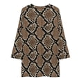 thumbnail image 3 of Brown Snake Pattern Loose Dress Evening Dress Summer Dresses for Women Luxury Dress Long Sleeved Dress, 3 of 4