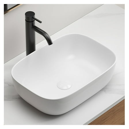 Bathroom Small Vessel Sink Above Counter White Porcelain Ceramic Oval Rectangle Bathroom Vanity Sink Bowl Lavatory Wash Basin