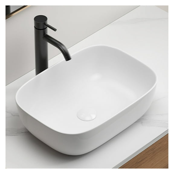 Bathroom Small Vessel Sink Above Counter White Porcelain Ceramic Oval Rectangle Bathroom Vanity Sink Bowl Lavatory Wash Basin