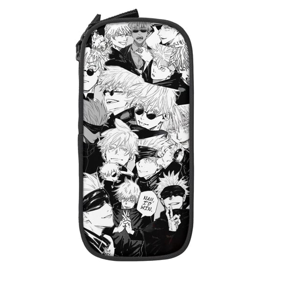 Large Capacity Pencil Box Jujutsu Kaisen Gojo Satoru Canvas Pen Case Cosmetic Bag Black
