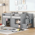 thumbnail image 2 of Twin Low Loft Bed Modern Solid Wood with Built-in Stair Storage Drawer and Shelf Space Saving for Small Bedroom Gray, 2 of 11