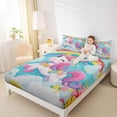 thumbnail image 4 of Castle Fairy Cute Unicorn Full Size Sheets 4-Piece for Kids Children Teens,Magical Horse Breathable Bed Sheets,Floral Flowers Rainbow Lightweight Sheet Sets,Breathable Home Decor, 4 of 7