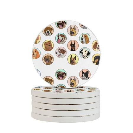 

Circular Drink Coasters Set Bulldog Beautiful Home Decor Diatomite Heat-Resistant Diatomite Protect Table Countertop