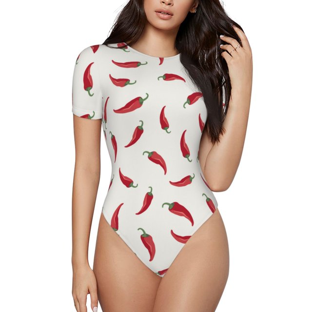 Fotbe Chili Body de Mujer con Cuello Redondo y Mangas Cortas, Sin Mangas Ajustado, Suave, Cómodo y Básico-Small