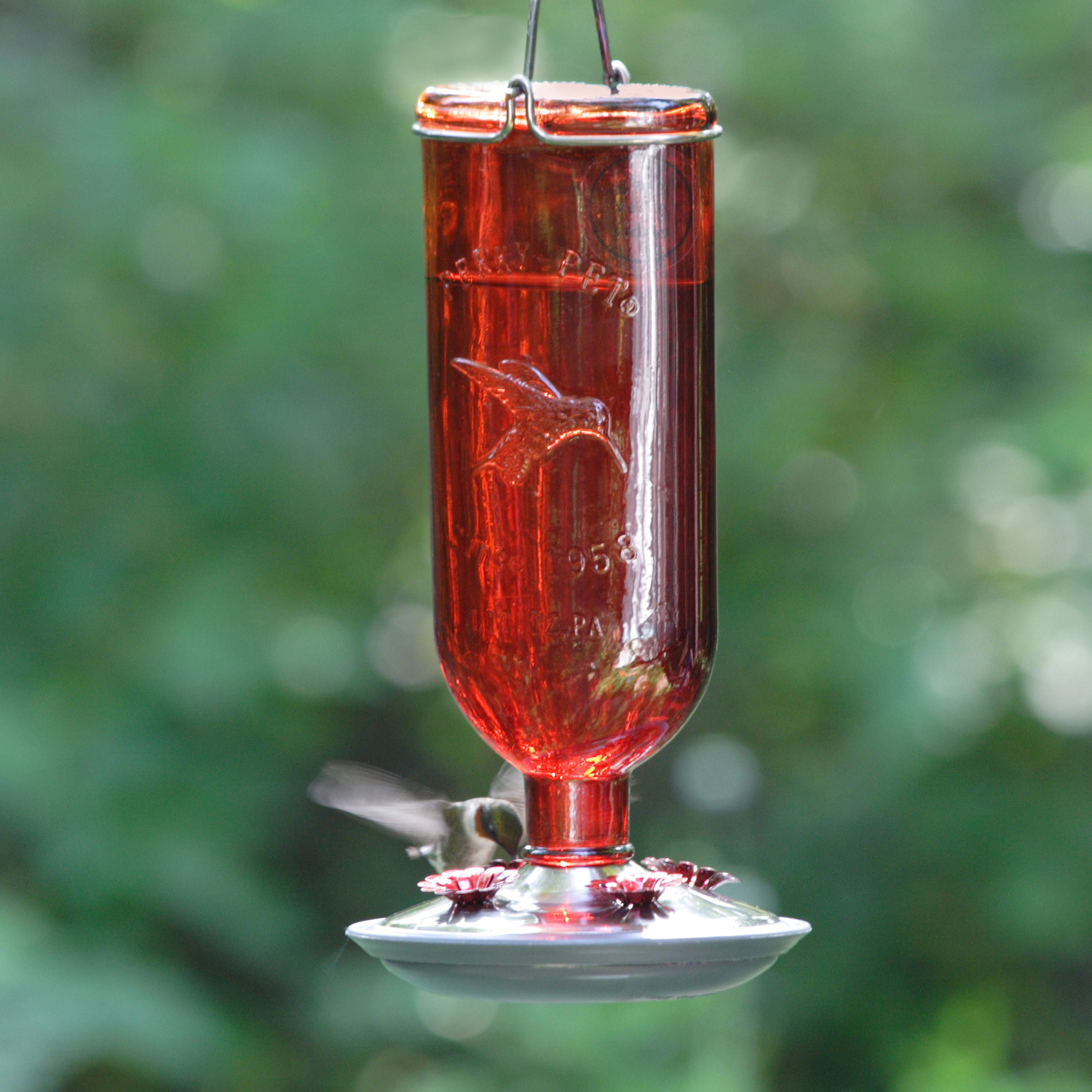 Perky Pet 16 Oz Red Antique Bottle Hummingbird Feeder Walmart Com