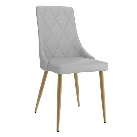 Ensemble de 2 chaises d’appoint contemporaines en similicuir et métal, gris pâle et doré