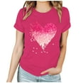 thumbnail image 3 of Itsame Short Shirt Sleeved for Womens Heart Printed T-Shirt Tops Round Neck T Shirt Hot Pink Size M, 3 of 8