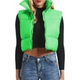 thumbnail image 3 of Women's Winter Cropped Puffer Vest Crop Jackets For Women Full Zip Stand Collar Padded Lightweight Outwear Vest, 3 of 12