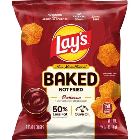 Baked Lay’s 50% Less Fat Barbecue Potato Chips Bag, 1.125 oz
