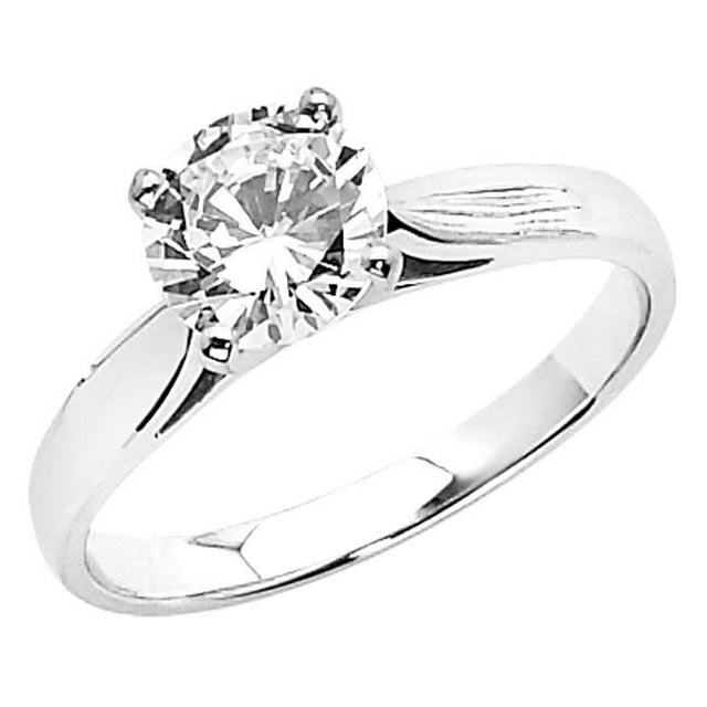 Bague de Fiançailles Solitaire en Or Blanc 14k avec Diamonette Taille Ronde 1ct TGW