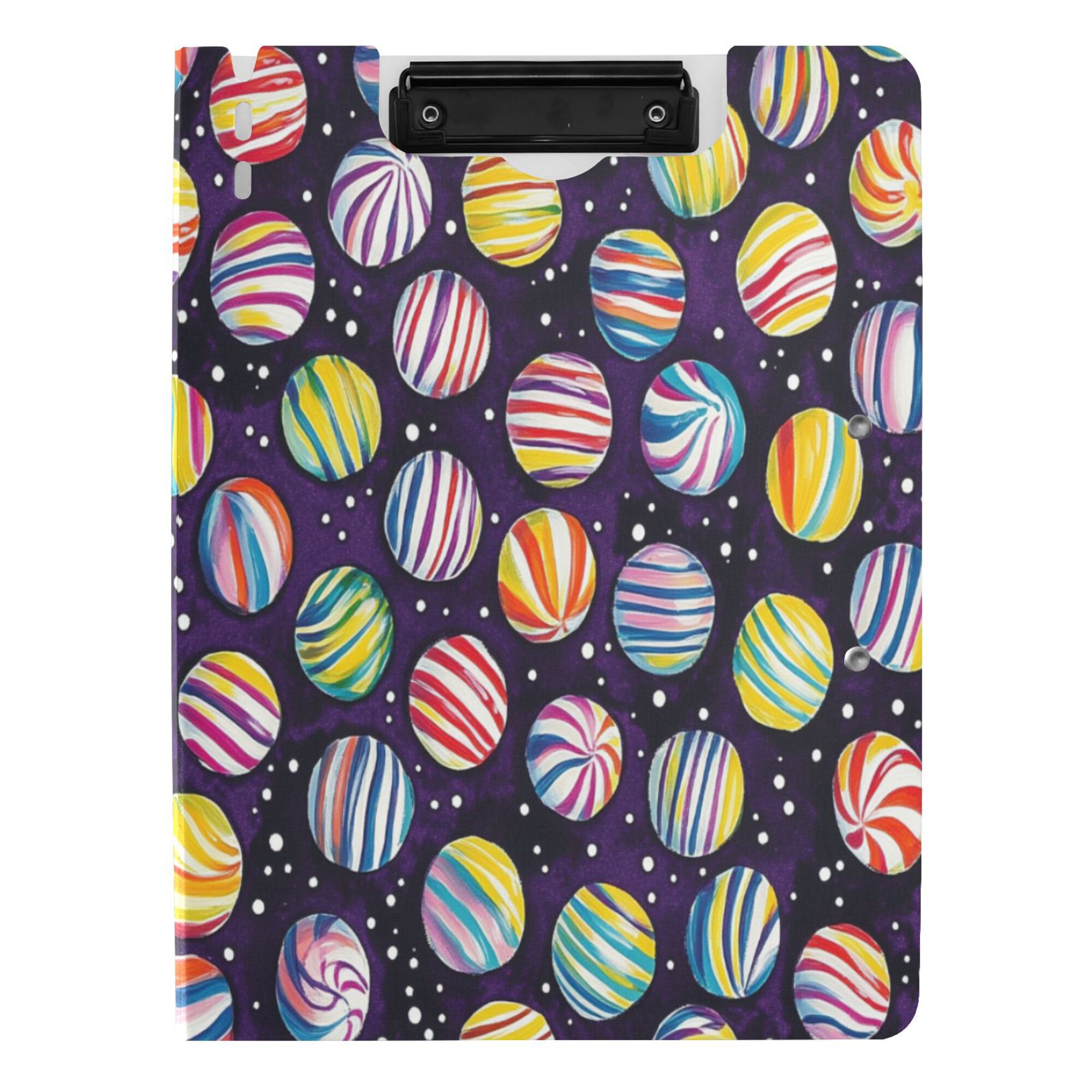 FORMRS A4 Clipboard Folder with Pen Holder Horizontal Foldable School Office Binder, Colorful Candies