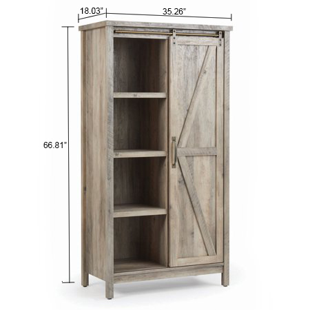 Better Homes & Gardens 66" Modern Farmhouse Bookcase Storage Cabinet, Rustic Gray Finish - image 2 of 8