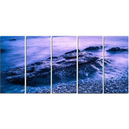 Design Art Blue Slow Motion Sea Waves 5 Piece Wall Art on Wrapped Canvas