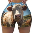 thumbnail image 2 of Uemuo Prairie Flower Cow Pattern Women Workout Impact Shorts Scrunch Butt Lifting Gym Shorts Seamless Booty Biker Shorts-Small, 2 of 8
