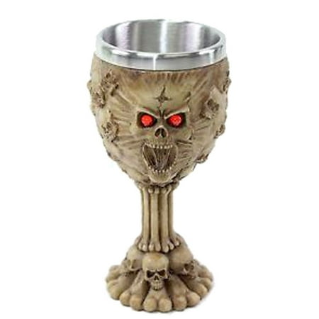 Water Goblets Cheap Retro Red Eyes Skulls Wine Goblet Stainless Medieval Collectible Home Decor Gift_Water Cup_Halloween_Horror Film Theme Party Ornamental ()