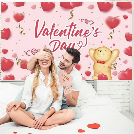 

Happy Valentine s Day Banner Large Size Happy Bear Valentine s Day Banner Valentine s Day Party Decoration Supplies Valentine s Day Party Photo
