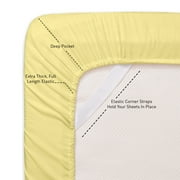 1800 Series 4 Piece Deep Pocket Bedroom Bed Sheet Set Queen - Pale Yellow