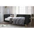 thumbnail image 2 of Home Design Elsie Twin Daybed with Corduroy Velvet Upholstery, Vertically Stitched Tufting, Stylish and Versatile Seating or Sleeping Solution, Black, 2 of 5
