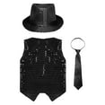 thumbnail image 4 of inhzoy Kids Boys Girls Jazz Hip-Hop Dance Dazzled Jacket Shiny Sequins Vest Black-A 120, 4 of 5
