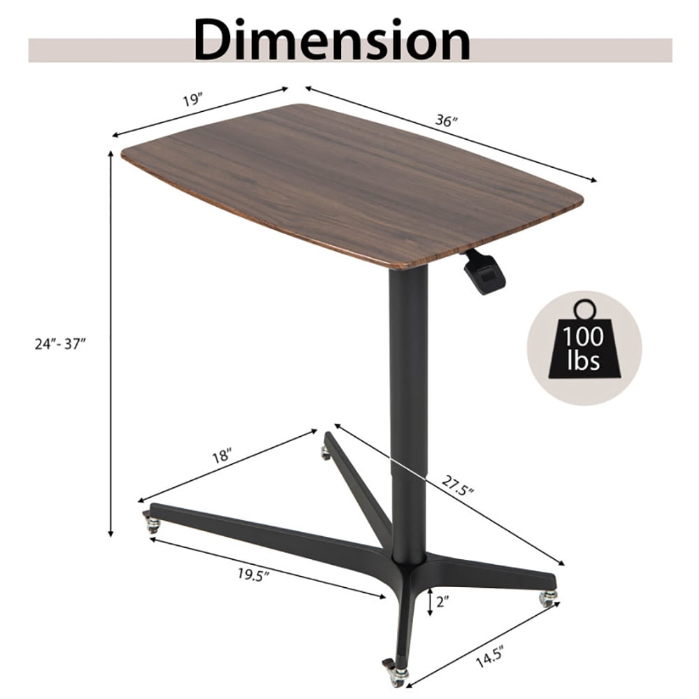 Finihen End Table, Bedside Table, Height Adjustable Mobile Standing Desk with Lockable Wheels, for Living Room, Bedroom, Brown Finihen End Table, Bedside Table, Height Adjustable Mobile Standing Desk with Lockable Wheels, for Living Room, Bedroom, Brown