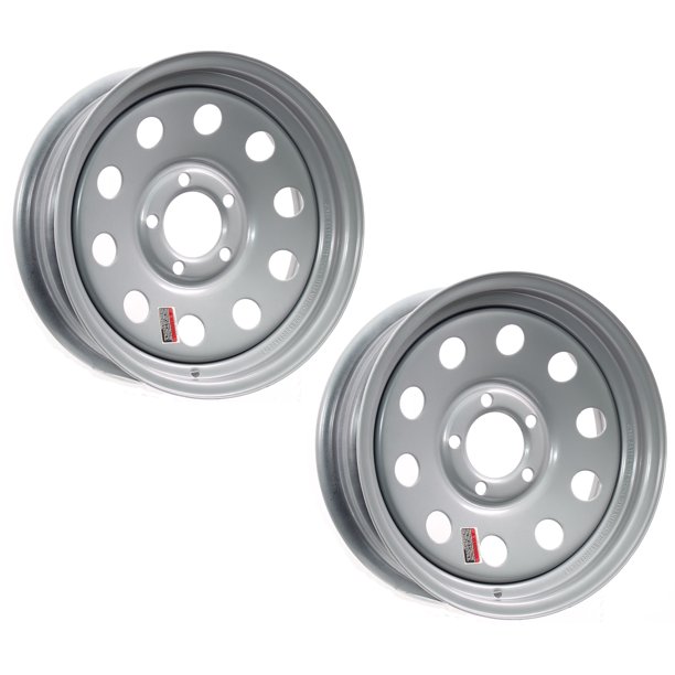 Two Boat Trailer Rims Wheels 14 x 5.5 in. 5 Lug Hole Bolt Silver