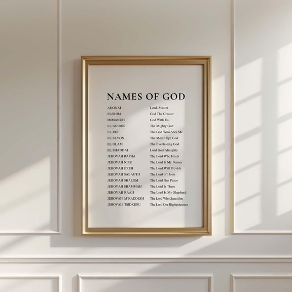 Names of God Minimalist Christian Wall Art, Unframed Paper Print Size 8x12