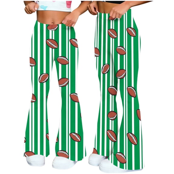 Women's Pants with Pockets,Women's Flare Yoga Leggings High Waisted Game Day Football Palazzo Wide Leg Pants Bell Bottoms