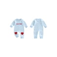 thumbnail image 2 of BemeyourBBs Newborn Baby Boy Girl Valentines Day Outfits Striped Plaid Romper Long Sleeve Crew Neck Heart Letters Embroidery Jumpsuit Cute Fall Winter Spring Clothes, 2 of 9