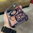 thumbnail image 3 of for iPhone 12 Pro Max Magnetic Transparent Case,Luxury Bling Four Corners Shockproof Military-Grade Protection with Camera Lens Protector MagSafe Clear Plating Cover for Women Men-Purple, 3 of 13