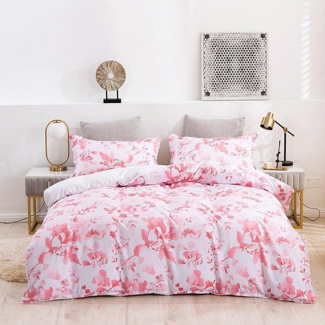 3D Acuarela Rosa Floral Funda de edredón Set Ropa de cama Set Funda de edredón Fundas de almohada