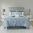 thumbnail image 6 of 8 Pieces Comforter Set, Oversized Quilt Set for All Seasons, 1 Comforter, 2 Shams, 1 Bedskirt, 2 Decorative Pillows, 2 Euro Shams, Blue, 6 of 9