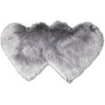thumbnail image 3 of Double Heart Shaped Area Rug 1.1'x2.3' Fluffy Faux Sheep Skin Fur Area Rug Modern Carpet Fuzzy Rug Mat for Living Room Bedroom Dinning Room, Grey, 3 of 4