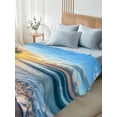 thumbnail image 4 of Summer Beach King Size Flat Sheet, Wrinkleproof & Fadeproof Cooling Flat Bed Sheet Only, Sunset Ocean Coastal Nautical Breathable Soft Bedding Top Sheets 105 x 98 Inches, 4 of 8
