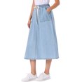 thumbnail image 4 of INSPIRE CHIC Denim Maxi Skirt for Women Elastic Waist Casual A Line Long Jean Skirts M Light Blue, 4 of 6