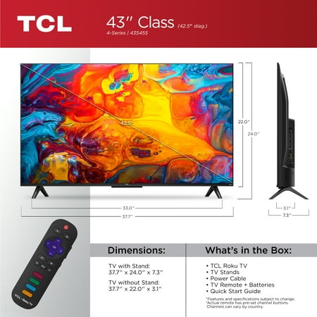 TCL - 43" Class 4-Series 4K UHD HDR Smart Roku TV