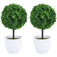 thumbnail image 1 of Juego de 2 macetas pequeñas de flores artificiales en forma de topiario, en cerámica blanca Fokelyi YQ-0256, 1 of 9