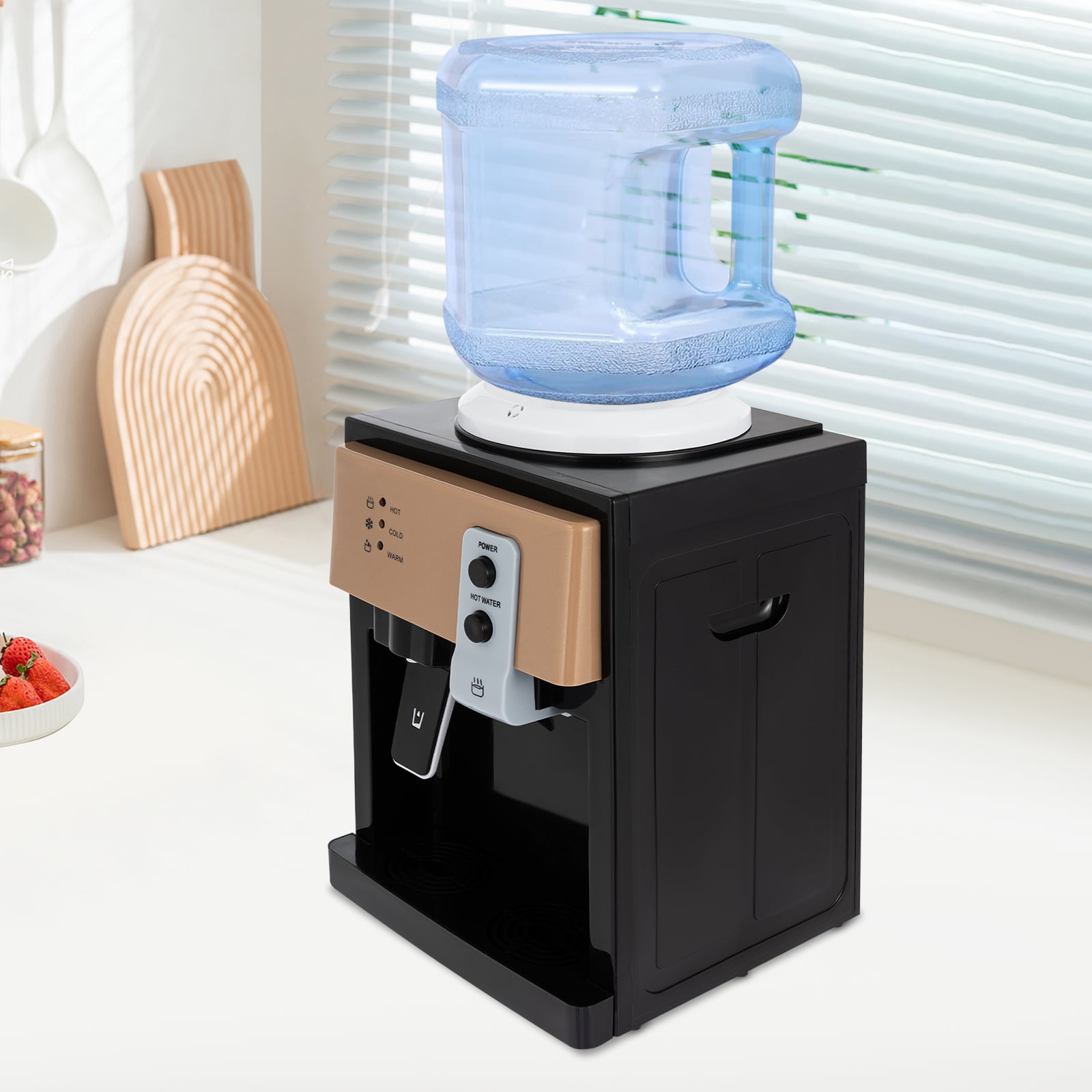 1 PCS  Water Dispenser Countertop Water Dispenser Top Loading Hot Cold Water Cooler Drinking Machine Champagne Gold and Black