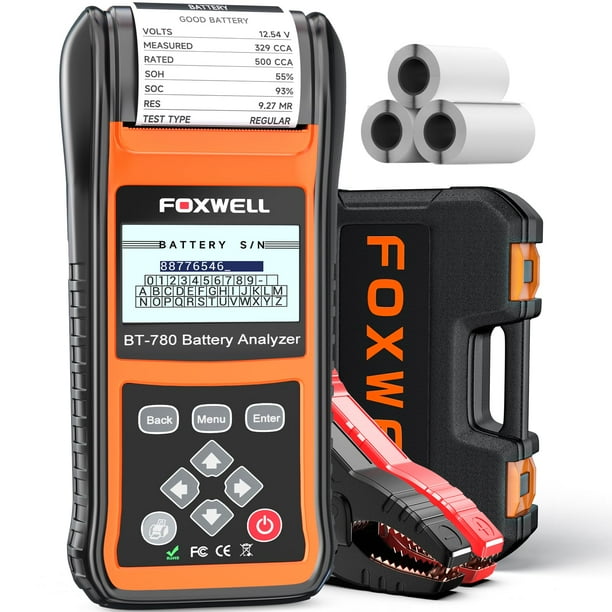 Probador de baterías de coche FOXWELL BT780 12 V 24 V con impresora 100-2000