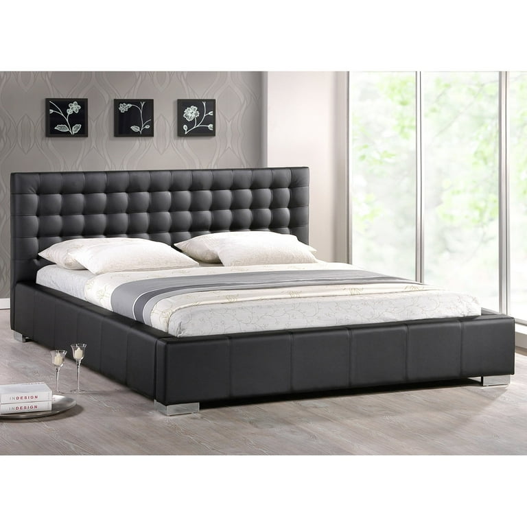 Baxton studio madison modern bed with upholstered headboard deals