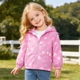 thumbnail image 2 of Y-Sunset Girls Star Print Hooded Windproof Jacket, Zip Outerwear; Lightweight Wind Resistant Kids Coat for Daily Outdoor Travel Camping Wear(Pink1/4-5 Years), 2 of 8