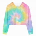 thumbnail image 4 of Godom Girls Shirts Size 14-16 Kids Girls Casual Loose Active Long Sleeves Hoodies Sweatshirts Hooded Short Pullover Tie Dye Teen Crop Tops Girls Tops, 4 of 4
