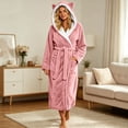 thumbnail image 5 of Nfurl Womens Fluffy Fleece Long Robes Cozy Warm Hooded Robes for Women Housecoats with Pockets Soft Long Sleeve Bathrobes Sleepwear Loungewear Pink,XXL, 5 of 7