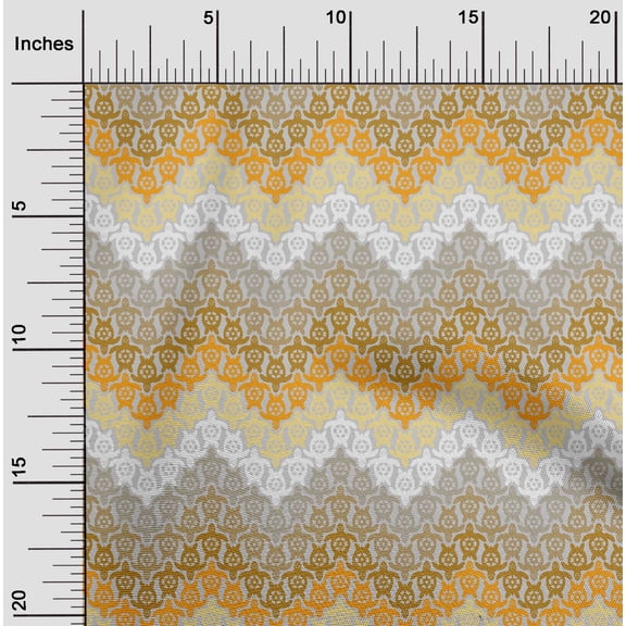oneOone Viscose Chiffon Dark Mustard Fabric Turtle Block Sewing Material Print Fabric By The Yard 42 Inch Wide