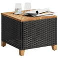 thumbnail image 2 of vidaXL Garden Table Black 45x45x37 cm Poly Rattan Acacia Wood, 2 of 5
